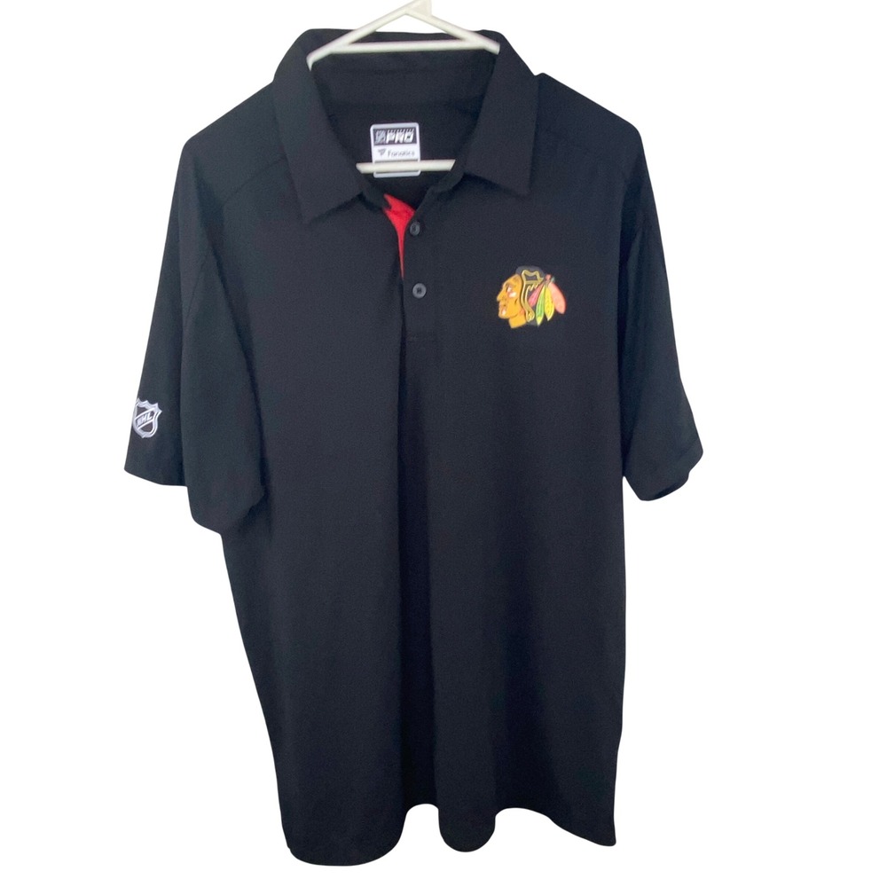 Fanatics Chicago Blackhawks Polo Mens Large Black NHL Authentic Pro Performance - Picture 1 of 10